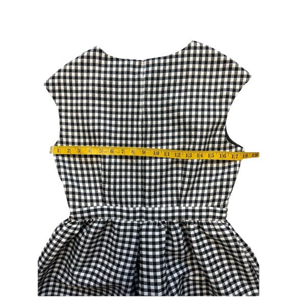 Zara Basic Women’s Black White Gingham Check Dress Size L Fit & Flare - Picture 4 of 9